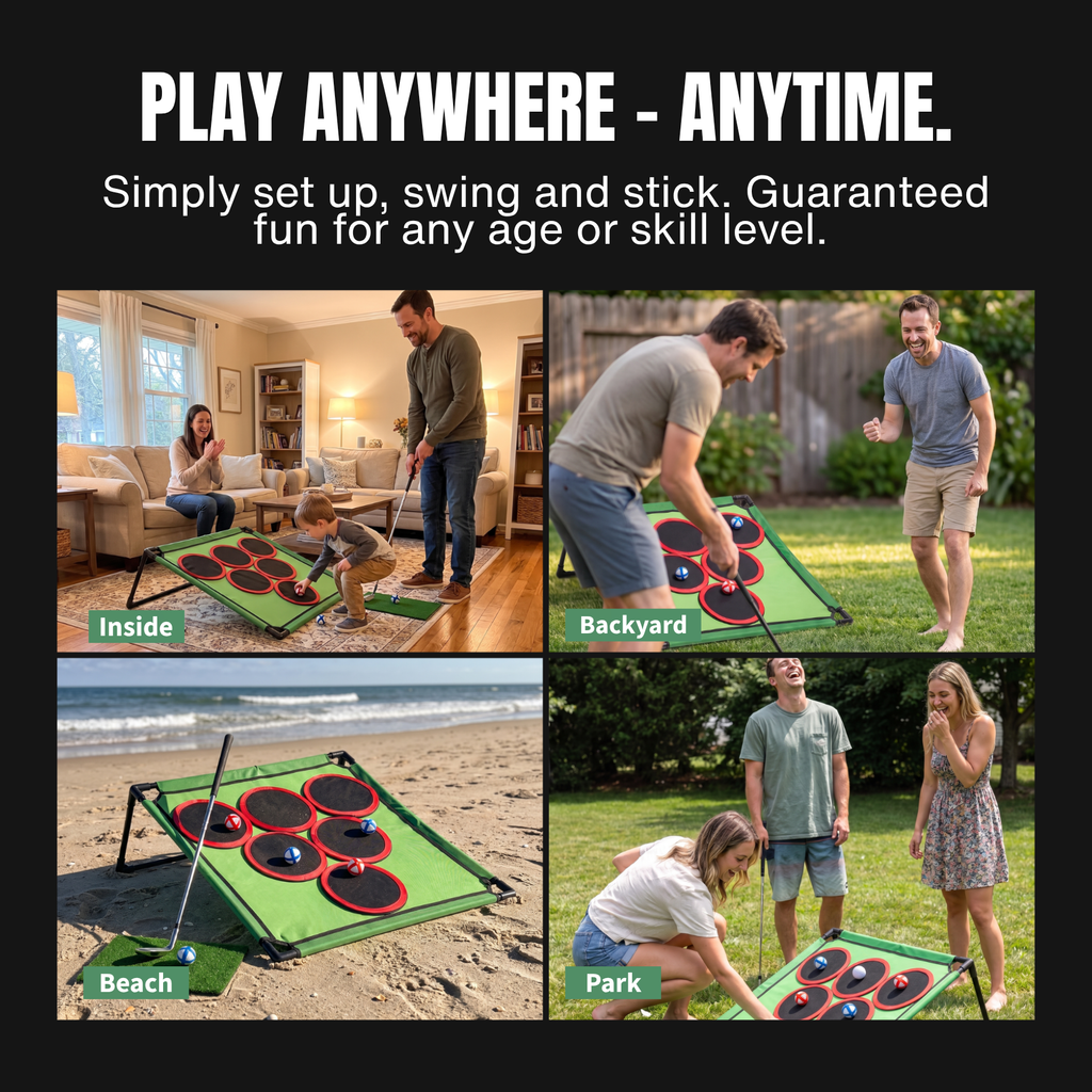 Chip Pong portable golf target game - play indoors, backyard, beach or park