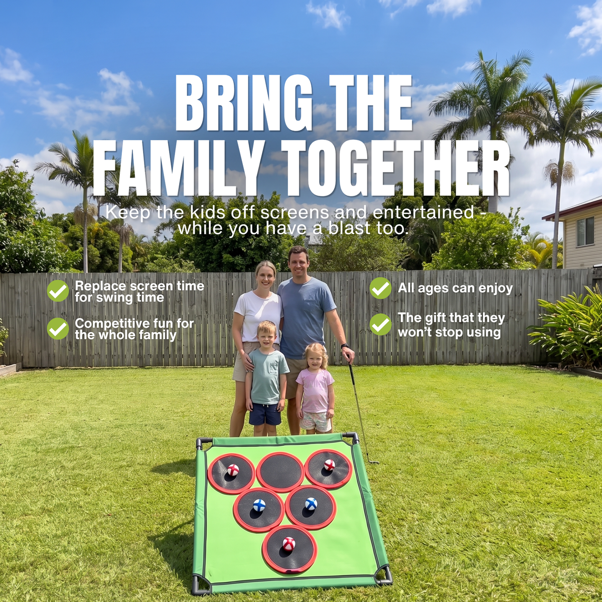 Chip Pong family golf game bringing kids and adults together in the backyard