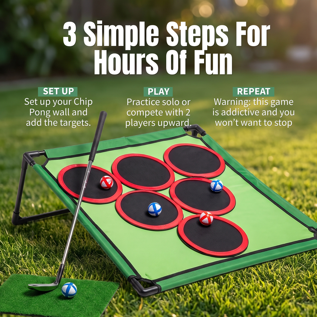 3 simple steps to set up and play Chip Pong golf chipping game
